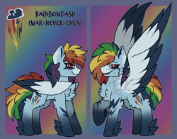 Size: 3500x2750 | Tagged: safe, artist:pegacousinceles, imported from derpibooru, rainbow dash, au:war never ends, chest fluff, scar, solo