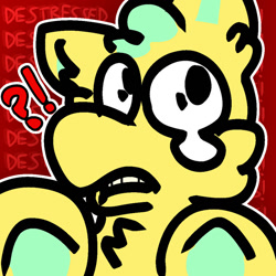 Size: 894x894 | Tagged: safe, artist:felixmcfurry, imported from derpibooru, oc, oc only, oc:lemon lime (felixmcfurry), fluffy pony, crying, exclamation point, interrobang, male, outline, question mark, solo, solo male, white outline