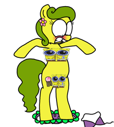 Size: 3023x3351 | Tagged: safe, artist:professorventurer, imported from derpibooru, oc, oc:bikini breeze, bottomless, censored, clothes, partial nudity, sad spongebob, spongebob squarepants, spongebob squarepants (character), topless, unnecessary censorship, we don't normally wear clothes