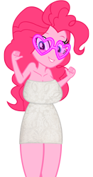 Size: 4199x8000 | Tagged: safe, artist:laszlvfx, edit, imported from derpibooru, vector edit, pinkie pie, human, equestria girls, bare shoulders, big breasts, breasts, busty pinkie pie, clothes, dress, female, happy, sexy, simple background, smiling, solo, solo female, sunglasses, transparent background, vector