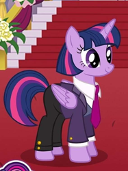 Size: 568x758 | Tagged: safe, imported from derpibooru, screencap, twilight sparkle, alicorn, pony, alternate hairstyle, business suit, businessmare, clothes, cute, female, gameloft, mare, necktie, pants, shirt, solo, suit, twiabetes, twilight sparkle (alicorn)