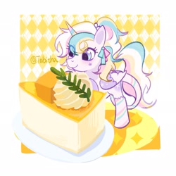 Size: 2048x2048 | Tagged: safe, artist:tabithaqu, imported from derpibooru, oc, alicorn, pony, female, food, mare, micro, pudding, solo