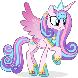 Size: 4000x3977 | Tagged: safe, artist:cirillaq, imported from derpibooru, princess flurry heart, alicorn, pony, concave belly, crown, female, gauntlet, high res, jewelry, older, older flurry heart, regalia, simple background, slender, smiling, solo, thin, transparent background, vector