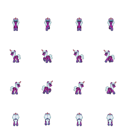 Size: 400x400 | Tagged: safe, artist:andrewsarchive, artist:zeka10000, imported from derpibooru, opaline arcana, alicorn, pony, digital art, female, g5, mare, pixel art, rpg, rpg maker, simple background, solo, sprite, sprite sheet, transparent background