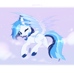 Size: 3000x3000 | Tagged: safe, artist:persikulka, imported from derpibooru, oc, oc only, pegasus, pony, one eye closed, pegasus oc, solo, wings, wink