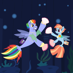 Size: 2000x2000 | Tagged: safe, artist:cloudy glow, imported from derpibooru, bow hothoof, windy whistles, pegasus, sea pony, seapony (g4), bubble, coral, dancing, dorsal fin, female, fin, fin wings, fins, fish tail, flowing mane, flowing tail, happy, looking at each other, looking at someone, male, mare, ocean, scales, seaponified, seaquestria, seashell fan, seaweed, smiling, smiling at each other, species swap, spread wings, stallion, swimming, tail, underwater, unshorn fetlocks, vector, water, wings