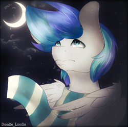 Size: 586x584 | Tagged: safe, artist:majesticwhalequeen, imported from derpibooru, oc, pegasus, pony, clothes, male, moon, scarf, solo, stallion