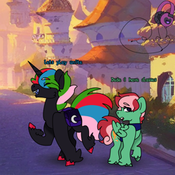 Size: 1200x1200 | Tagged: safe, artist:void-home, imported from derpibooru, oc, oc only, changeling, pegasus, pony, unicorn, horn