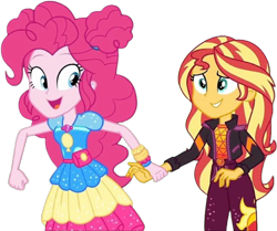 Size: 3011x2520 | Tagged: safe, edit, edited screencap, editor:homersimpson1983, imported from derpibooru, screencap, pinkie pie, sunset shimmer, human, equestria girls, background removed, female, not a vector