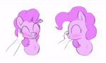 Size: 6000x3600 | Tagged: artist needed, safe, pinkie pie, pony, disembodied hand, eyes closed, hand, smiling