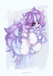 Size: 1418x2048 | Tagged: safe, artist:vanilla-chan, imported from derpibooru, oc, oc only, pegasus, pony, abstract background, chest fluff, eyebrows, eyebrows visible through hair, female, fetlock tuft, mare, one eye closed, solo, wink
