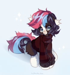 Size: 1908x2048 | Tagged: safe, artist:vanilla-chan, imported from derpibooru, oc, oc only, earth pony, pony, blaze (coat marking), clothes, coat markings, facial markings, fetlock tuft, simple background, sitting, solo, sweater