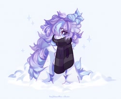 Size: 2048x1678 | Tagged: safe, artist:vanilla-chan, imported from derpibooru, oc, oc only, pony, clothes, female, fetlock tuft, mare, scarf, snow, solo