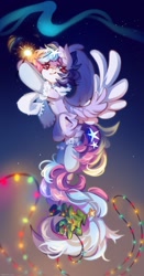 Size: 1075x2048 | Tagged: safe, artist:vanilla-chan, imported from derpibooru, oc, oc only, oc:starbright flow, pegasus, pony, clothes, ear fluff, female, mare, new year, scarf, socks, solo, sparkler (firework), teary eyes