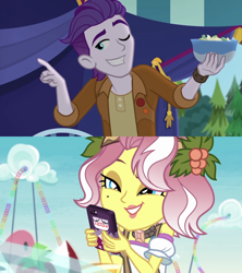 Size: 1920x2160 | Tagged: safe, edit, edited screencap, imported from derpibooru, screencap, dirk thistleweed, vignette valencia, human, accountibilibuddies, equestria girls, equestria girls series, spoiler:eqg series (season 2), accountibilibuddies: rainbow dash, bare shoulders, cellphone, crack shipping, dirklencia, equestria girls specials, female, male, my little pony equestria girls: choose your own ending, my little pony equestria girls: rollercoaster of friendship, one eye closed, phone, shipping, shipping domino, smiling, straight, wink