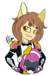 Size: 652x960 | Tagged: safe, artist:donnie-moon, imported from derpibooru, oc, oc only, oc:ferb fletcher, human, clothes, cosplay, costume, crossdressing, humanized, kamen rider, kamen rider ex-aid, kamen rider poppy, pony ears, poppy pipopapo, solo, upper body