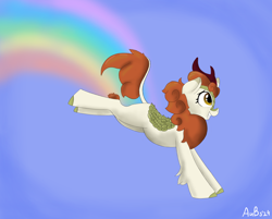 Size: 2000x1604 | Tagged: safe, artist:derpy_fan, imported from derpibooru, autumn blaze, kirin, female, rainbow, solo