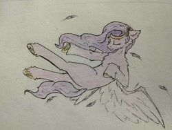 Size: 2048x1542 | Tagged: safe, artist:ollie sketchess, imported from derpibooru, pipp petals, pegasus, pony, flying, g5, solo, traditional art