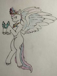 Size: 1542x2048 | Tagged: safe, artist:ollie sketchess, imported from derpibooru, zipp storm, pegasus, pony, flying, g5, solo, traditional art