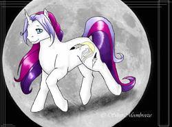 Size: 830x610 | Tagged: safe, artist:silvermoonbreeze, imported from derpibooru, oc, oc only, oc:moonbreeze, pony, unicorn, female, full moon, horn, looking at you, mare, moon, raised hoof, solo, unicorn oc