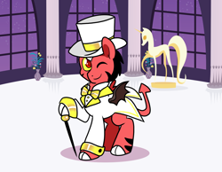 Size: 1624x1260 | Tagged: safe, artist:paperbagpony, imported from derpibooru, oc, oc only, bowtie, clothes, hat, top hat, tuxedo