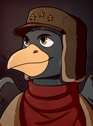 Size: 1040x1400 | Tagged: safe, artist:bunnyshrubby, imported from derpibooru, oc, oc only, oc:guntbert greyfeather, griffon, equestria at war mod, bust, clothes, hat, portrait, solo