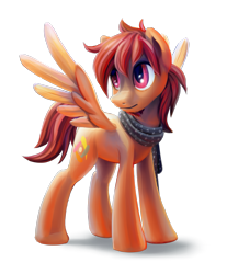 Size: 1695x2048 | Tagged: safe, artist:kaermter, imported from derpibooru, oc, oc only, pegasus, pony, clothes, facial hair, goatee, male, scarf, solo, spread wings, stallion, wings