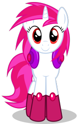 Size: 3000x4647 | Tagged: safe, artist:keronianniroro, imported from derpibooru, oc, oc only, oc:dazzler, pony, unicorn, clothes, gem, headphones, horn, looking at you, red eyes, simple background, socks, solo, stockings, thigh highs, transparent background, vector