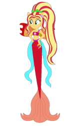 Size: 575x932 | Tagged: safe, artist:selenaede, artist:user15432, imported from derpibooru, sunset shimmer, fairy, mermaid, equestria girls, alternate hairstyle, base used, clothes, crossover, cutie mark on human, fairy wings, fairyized, fins, fish tail, flower, flower in hair, hand on hip, mermaid fairy, mermaid tail, mermaidix, mermaidized, mermay, ponied up, ponytail, red wings, simple background, smiling, species swap, tail, transparent background, wings, winx, winx club, winxified