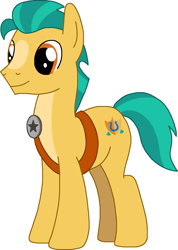 Size: 1013x1425 | Tagged: safe, artist:goodwitchmegana, imported from derpibooru, hitch trailblazer, earth pony, g5, g5 to g4, generation leap, male, simple background, stallion, white background