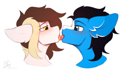 Size: 2831x1604 | Tagged: safe, artist:argigen, imported from derpibooru, oc, oc only, oc:enduro elite, oc:nyash, pony, blushing, bust, gay, licking, male, males only, mane, shy, sketch, stallion, tongue out