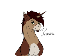 Size: 2135x1840 | Tagged: safe, artist:monolith_skyline, imported from derpibooru, oc, oc:pepper, pony, unicorn, eye scar, facial scar, horn, male, scar, simple background, solo, stallion, sternocleidomastoid, white background