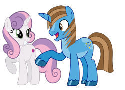 Size: 1664x1203 | Tagged: safe, artist:ncolque, imported from derpibooru, sweetie belle, oc, oc:sharp stars, pony, unicorn, horn, looking at each other, looking at someone, older, older sweetie belle, simple background, transparent background