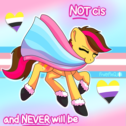 Size: 675x675 | Tagged: safe, artist:fruitypieq, imported from ponybooru, oc, pride, pride flag, solo, transgender pride flag