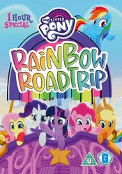 Size: 1047x1500 | Tagged: safe, imported from derpibooru, applejack, fluttershy, pinkie pie, rainbow dash, rarity, twilight sparkle, pony, 1 hour special, dvd, female, hat, mane six, mare, my little pony: rainbow roadtrip, special, stars