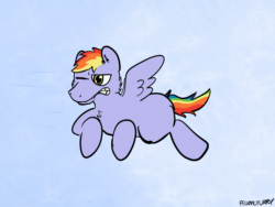 Size: 2160x1620 | Tagged: safe, artist:felixmcfurry, imported from derpibooru, rainbow blaze, pegasus, animated, feral, flying, gif, gritted teeth, male, solo, solo male, static background, teeth, wind
