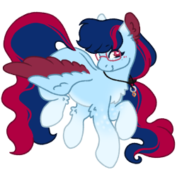 Size: 1000x1000 | Tagged: safe, artist:kazmuun, imported from derpibooru, oc, oc only, oc:ruby, pegasus, pony, colored wings, female, glasses, mare, simple background, solo, transparent background, two toned wings, wings