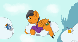 Size: 2901x1568 | Tagged: safe, artist:agent-diego, imported from derpibooru, oc, oc only, pegasus, canterlot castle, cloud, male, pegasus oc, stallion, wings