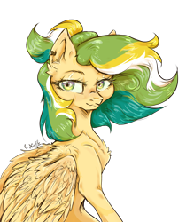 Size: 2488x2957 | Tagged: safe, artist:nazalik, imported from derpibooru, oc, oc only, oc:shinebite, oc:shinebite fantom.ent, pegasus, chest fluff, mane, multicolored eyes, multicolored hair, pegasus oc, piercing, simple background, transparent background, wings