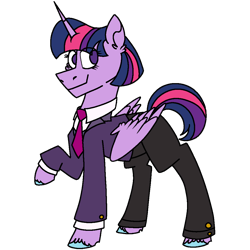 Size: 1080x1080 | Tagged: safe, artist:fuckomcfuck, artist:icicle-niceicle-1517, color edit, edit, imported from derpibooru, twilight sparkle, alicorn, pony, alternate hairstyle, business suit, businessmare, clothes, collaboration, colored, female, mare, necktie, pants, shirt, simple background, solo, suit, transparent background, twilight sparkle (alicorn), unshorn fetlocks, vest