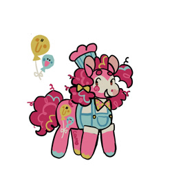 Size: 900x900 | Tagged: safe, artist:camo_ty, artist:camotty, imported from derpibooru, part of a set, pinkie pie, earth pony, pony, alternate accessories, alternate clothes, alternate cutie mark, alternate design, alternate hairstyle, alternate mane color, alternate tail color, bald face, beanbrows, blaze (coat marking), blushing, bow, bowtie, chef's hat, chubby, coat markings, colored eyebrows, colored hooves, colored muzzle, colored pinnae, curly mane, curly tail, dot eyes, eyebrows, facial markings, female, hair bow, hat, heart nose, hooves, long mane, long tail, looking back, mare, multicolored hooves, multicolored mane, multicolored tail, pigtails, pink coat, pink mane, pink tail, redesign, short, signature, simple background, smiling, solo, tail, tied mane, unshorn fetlocks, white background