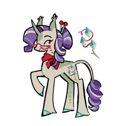 Size: 900x900 | Tagged: safe, artist:camo_ty, artist:camotty, imported from derpibooru, part of a set, rarity, pony, unicorn, alternate accessories, alternate cutie mark, alternate design, alternate eye color, alternate hairstyle, alternate mane color, alternate tail color, alternate tailstyle, coat markings, colored hooves, colored horn, curly mane, curly tail, dorsal stripe, dot eyes, eyelashes, facial markings, female, fetlock tuft, glasses, glasses chain, hair bun, horn, leonine tail, mare, multicolored mane, multicolored tail, neckerchief, no catchlights, pin, profile, purple mane, purple tail, raised hoof, rarity's glasses, red eyes, redesign, ringlets, shiny hooves, simple background, smiling, solo, standing, star (coat marking), tail, tied mane, unicorn horn, white background, white coat