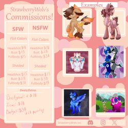 Size: 3508x3508 | Tagged: safe, artist:strawberrywolv, imported from derpibooru, advertisement, commission, commission info, furry, my little pony