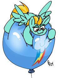 Size: 2400x3030 | Tagged: safe, artist:ponballoon, imported from derpibooru, lightning dust, pegasus, pony, balloon, balloon riding, butt, dock, female, floating, mare, plot, simple background, solo, squeeze, squeezing, tail, transparent background