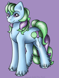 Size: 243x324 | Tagged: safe, artist:flyingpony, imported from derpibooru, oc, oc only, oc:buster (flyingpony), earth pony, pony, fanfic:worlds apart, lavender background, male, simple background, stallion, standing, unshorn fetlocks