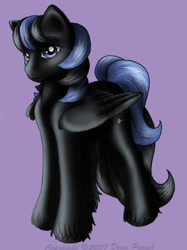 Size: 281x375 | Tagged: safe, artist:flyingpony, imported from derpibooru, oc, oc only, oc:starfire (flyingpony), pegasus, pony, fanfic:worlds apart, g1, lavender background, male, simple background, solo, stallion, standing, unshorn fetlocks