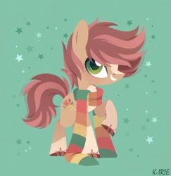 Size: 1317x1353 | Tagged: safe, artist:k_irie, imported from derpibooru, oc, oc:pitch kritter pine, earth pony, blaze (coat marking), clothes, coat markings, cute, earth pony oc, facial markings, happy, lineless, male, scarf, socks (coat markings), stallion, unshorn fetlocks