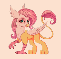 Size: 1890x1820 | Tagged: safe, artist:tanatos, imported from derpibooru, fluttershy, griffon, collaboration, collaboration:bestiary of fluttershy, female, griffonized, solo, species swap