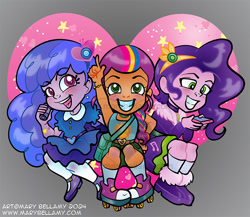 Size: 693x601 | Tagged: safe, imported from derpibooru, izzy moonbow, pipp petals, sunny starscout, equestria girls, chibi, g5, heart, my little pony: a new generation, sparkles, trio