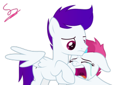 Size: 3600x2482 | Tagged: safe, artist:ramixe dash, imported from derpibooru, zipp storm, oc, oc:ramixe dash, pegasus, pony, base used, crying, duo, eyes closed, g5, open mouth, ramixestorm, signature, simple background, transparent background, wings